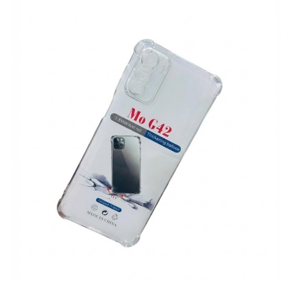 Picture of For Motorola G42 without finger Luxury Crystal Clear Case Soft Silicone Shockproof Transparent Shell TPU Back Cover G42