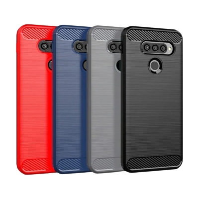 Picture of For LG Q62 Carbon Fiber High Quality Soft Mobile Back Cover (Black) for LG Q62