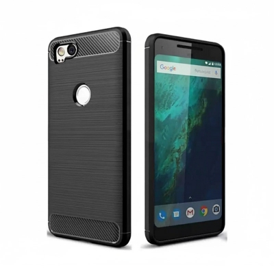 Picture of Google Pixel 2 Carbon Fiber High Quality Soft Mobile Back Cover (Black) for Google Pixel 2