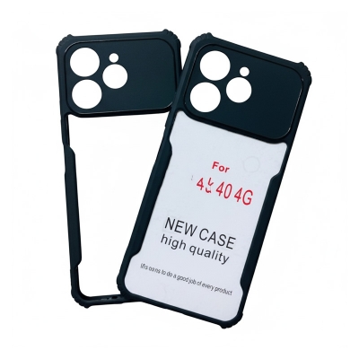 Picture of TheGiftKart Shockproof Crystal Clear Back Cover Case for Tecno Spark 40 | 360 Degree Protection | Protective Design | Transparent Back Cover Case for Tecno Spark 40 (PC & TPU, Black Bumper) TecnoSpark40