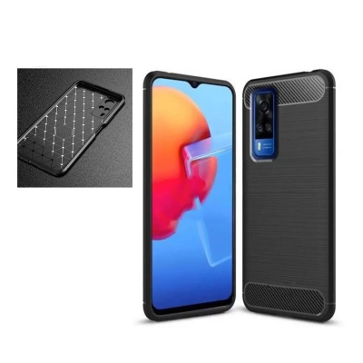 Picture of For Vivo Y51 2020 / Vivo Y53S 4G / Vivo Y31 Carbon Fiber High Quality Soft Mobile Back Cover (Black) for vivo Y51 (2020