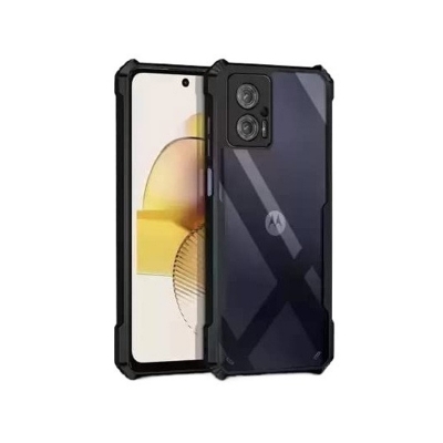 Picture of For Motorola Moto G13 G23 Clear Back Hard Covers Shockproof Soft Black Rubber Frame Camera Protection Transparent Mobile Phone Cases