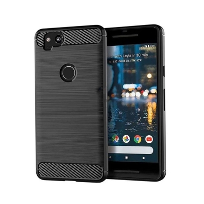 Picture of Google Pixel 2 Carbon Fiber High Quality Soft Mobile Back Cover (Black) for Google Pixel 2
