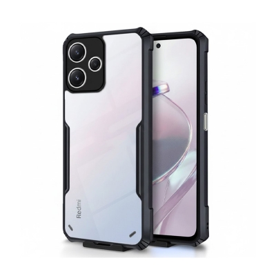 Picture of Redmi 12 5G /Poco M6 Pro 5G Xunddu  Back Cover | Crystal Clear Transparent Back | Ultra Hyrbid | Full Camera Protection | Raised Edge | Bumper Back Case (Black)