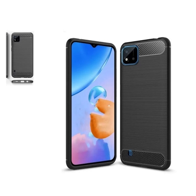 Picture of For  Realme C20 / Realme C20A / Realme C11 2021  Carbon Fiber High Quality Soft Mobile Back Cover (Black) for  Realme C20 / Realme C20A / Realme C11 2021