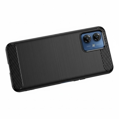 Picture of Back Cover For Motorola Moto G14 Carbon Fiber Luxury Stylish Silicone Armor Designed Shockproof Flexible Camera Bumper Protective Phone Case