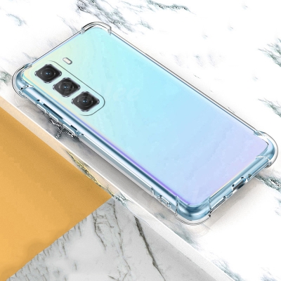Picture of For Infinix Hot 50 4G - Reinforced Shockproof Cushion Back Clear Hybrid Transparent Sof Silicon AK Back Cover Casing