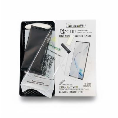 Picture of For Tecno spark 20 plus (A+ GRADE) Premium UV Tempered Glass Screen Protector Curved with Liquid Glue and UV Light -Transparent Clear