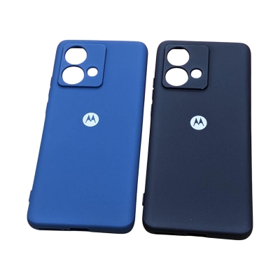 Picture of For Motorola Moto G84 Silicone Cases Shockproof Drop Protection Tested 2023 Round Edge Camera Bumper Perfect Fitting In Black & Blue Color Phone Back Covers