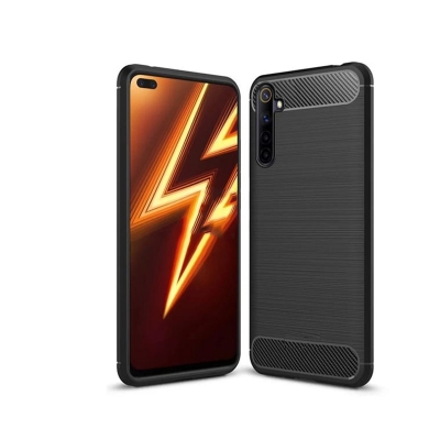 Picture of Realme 6 Pro Carbon Fiber High Quality Soft Mobile Back Cover (Black) for Realme 6 Pro