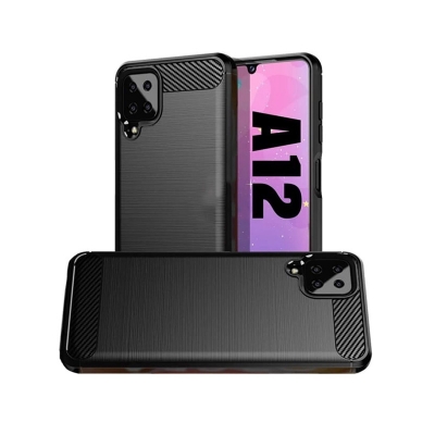 Picture of For Samsung Galaxy A12 / M12 / F12 Carbon Fiber High Quality Soft Mobile Back Cover (Black) for Samsung Galaxy A12 / M12 / F12