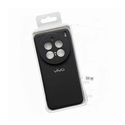 Picture of For VIVO X200 Pro Silicone Cases Shockproof Drop Protection Round Edge Camera Bumper Perfect Fitting In Black & Blue Color Phone Back Covers- 100% Original