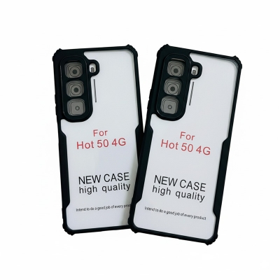 Picture of Xundd Shockproof Crystal Clear Back Cover Case for Infinix Hot 50 X6882 | 360 Degree Protection | Protective Design | Transparent Back Cover Case for Infinix Hot 50 4G X6882 (Black Bumper)