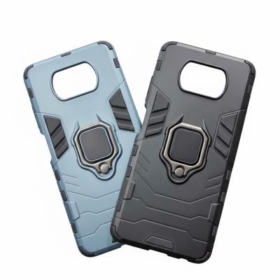 Picture of for Xiaomi POCO X3 / POCO X3 NFC / POCO X3 Pro ARMOR Hard Case Hybrid Fabric TPU Shockproof Metal Ring Holder Cover