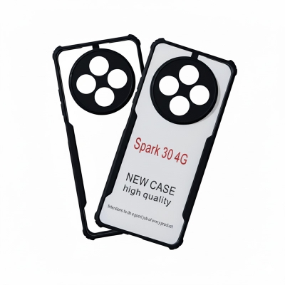 Picture of Tecno Spark 30 4G Shockproof Crystal Clear Back Cover Case for Tecno Spark 30 | 360 Degree Protection | Protective Design | Transparent Back Cover Case for Tecno Spark 30 TecnoSpark30 (Black Bumper)