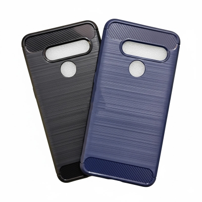Picture of LG V50 ThinQ 5G Carbon Fiber High Quality Soft Mobile Back Cover (Black) for LG V50 ThinQ 5G