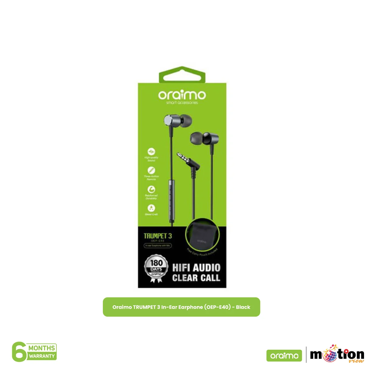 Picture of Oraimo TRUMPET 3 In-Ear Earphone (OEP-E40) - Black