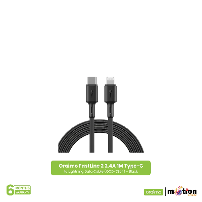 Picture of Oraimo FastLine 2 2.4A 1M Type-C to Lightning Data Cable (OCD-CL54) - Black