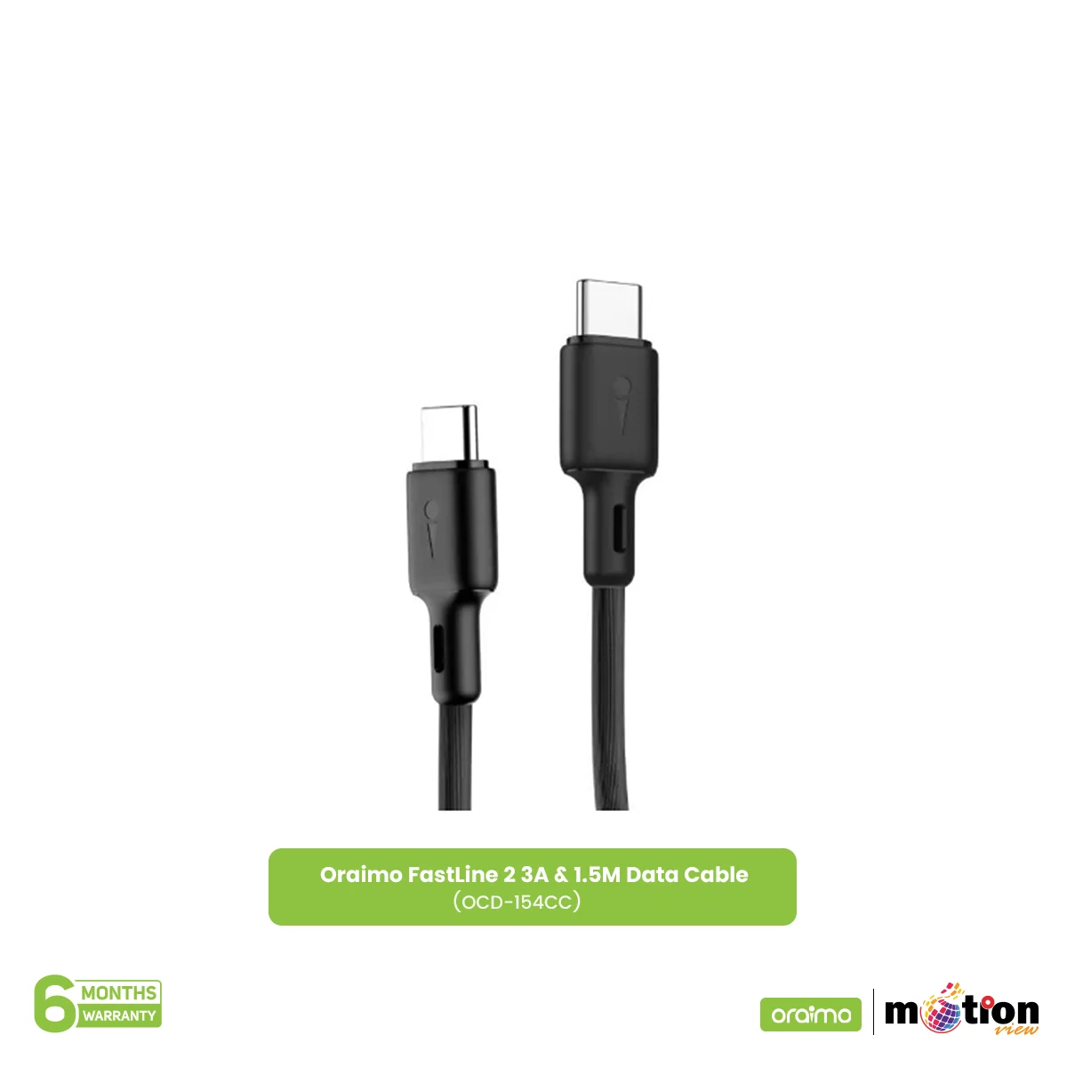 Picture of Oraimo FastLine 2 3A & 1.5M Data Cable (OCD-154CC) - Black