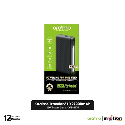Picture of Oraimo Raveler 3 Lit 27000mAh 15W Power Bank (OPB-1270) - Black