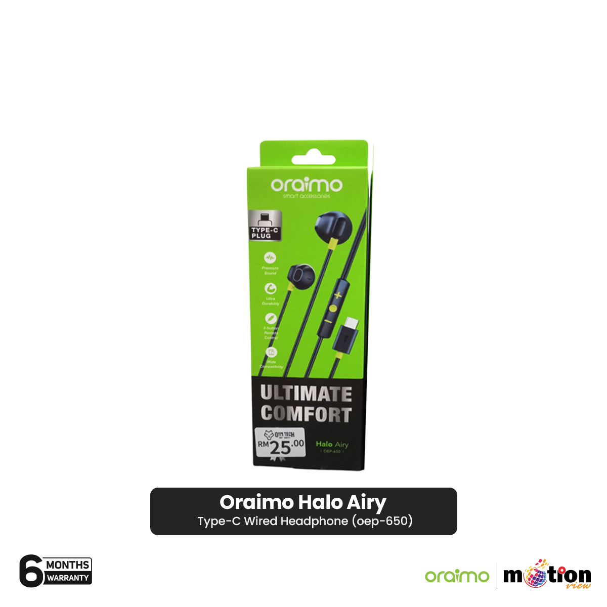 Picture of Oraimo Halo Airy Type C Wired Headphone (OEP-650)