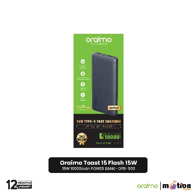 Picture of Oraimo 15W 10000mAh Power Bank Type C (OPB-1100) - Black