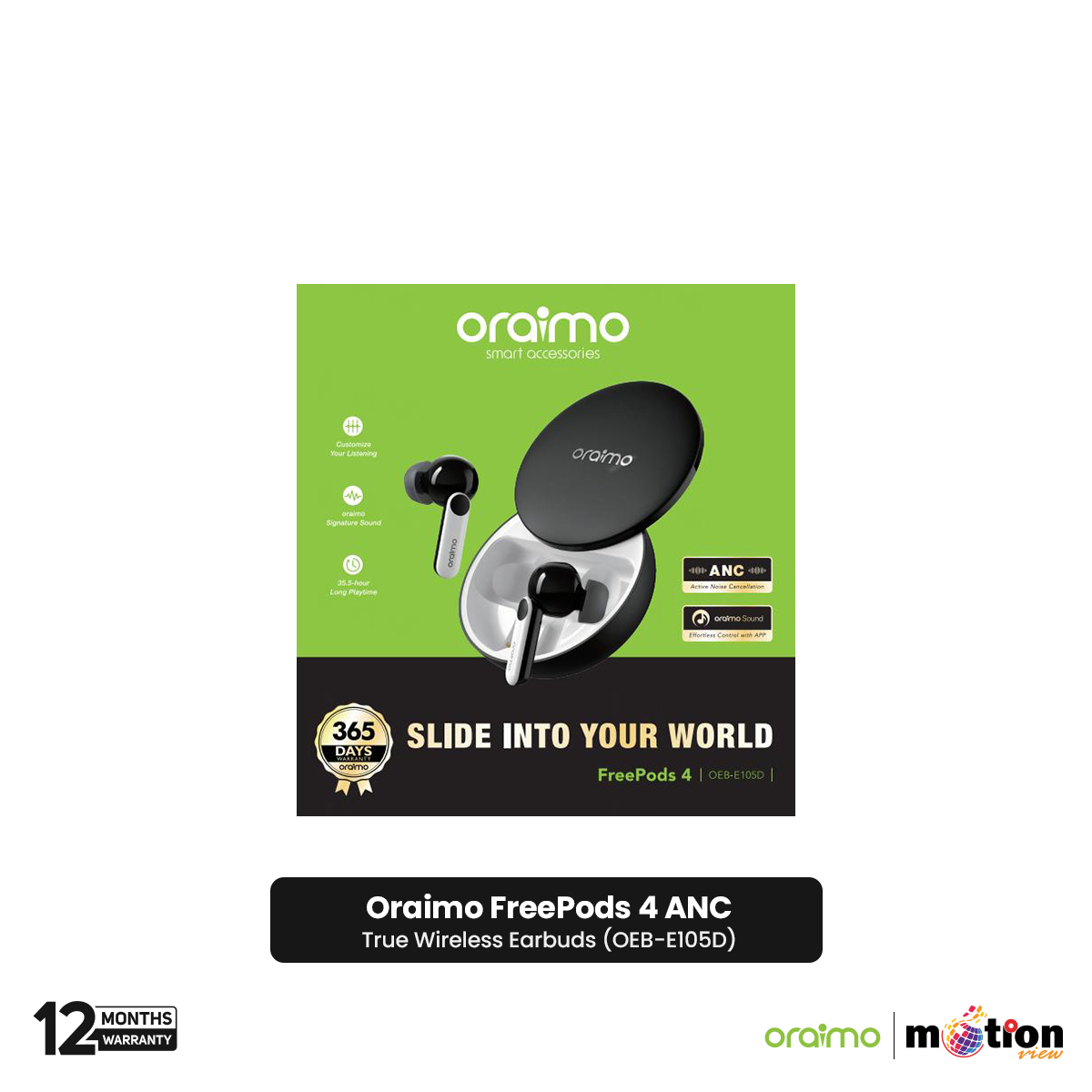 Picture of Oraimo FreePods 4 ANC True Wireless Earbuds (OEB-E105D) - Black