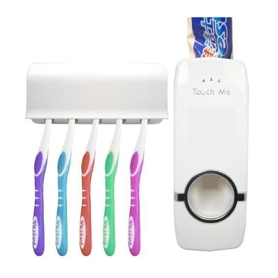 Picture of Automatic Toothpaste Dispenser and Touch Me Brush Holder Set - White