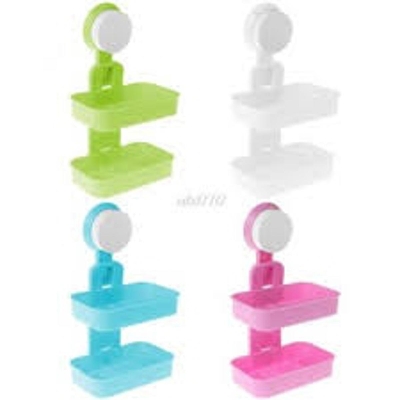 Picture of Double Layers Bathroom Soap Holder Rack Strong Suction Cup Type Soap Basket