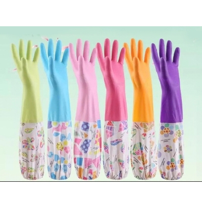 Picture of High Quality Silicone Dish Washing Kitchen Hand Gloves (Multicolor)