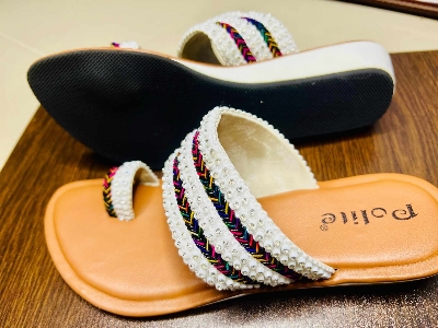 Picture of Fashionable New Design slim flat sandal for girls and ladies | Button Shoes