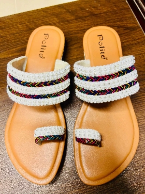 Picture of Fashionable New Design slim flat sandal for girls and ladies | Button Shoes