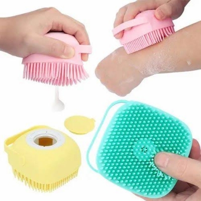 Picture of Silicone soft bath brush with soap dispenser for pet
