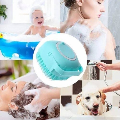 Picture of Silicone soft bath brush with soap dispenser for pet