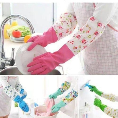 Picture of PVC Kitchen Gloves 2Pcs, Silicone Dish Washing Kitchen Hand Gloves, Half Hand Kitchen Gloves
