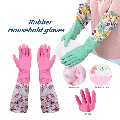 Picture of PVC Kitchen Gloves 2Pcs, Silicone Dish Washing Kitchen Hand Gloves, Half Hand Kitchen Gloves