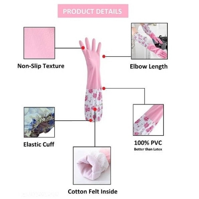 Picture of PVC Kitchen Gloves 2Pcs, Silicone Dish Washing Kitchen Hand Gloves, Half Hand Kitchen Gloves