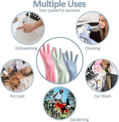 Picture of PVC Kitchen Gloves 2Pcs, Silicone Dish Washing Kitchen Hand Gloves, Half Hand Kitchen Gloves