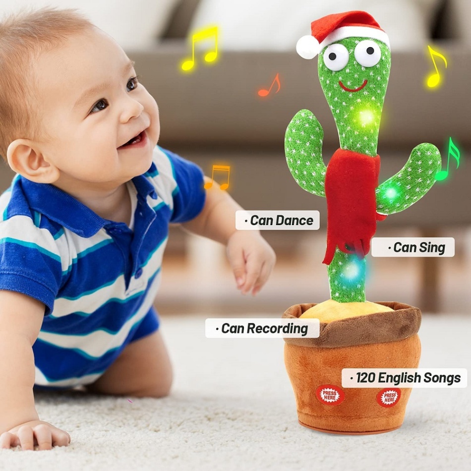 Picture of Rechargeable Dancing Cactus Toy Song Singing, Talking, Record & Repeating What You say Electric Cactus