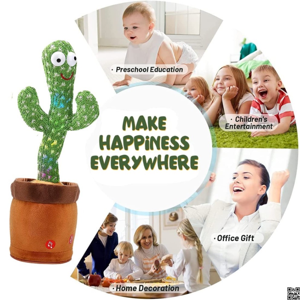 Picture of Rechargeable Dancing Cactus Toy Song Singing, Talking, Record & Repeating What You say Electric Cactus