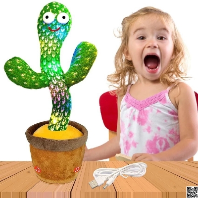 Picture of Rechargeable Dancing Cactus Toy Song Singing, Talking, Record & Repeating What You say Electric Cactus