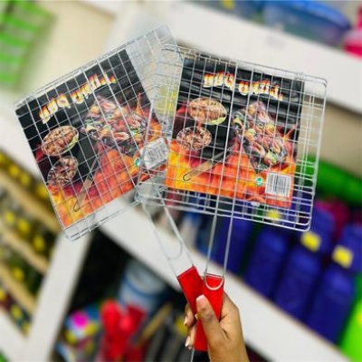 Picture of Stainless Steel BBQ Grill Basket with Locking Handle – Foldable Grilling Rack for Fish, Vegetables & Meat – Portable & Non-Stick Barbecue Basket for Outdoor Cooking