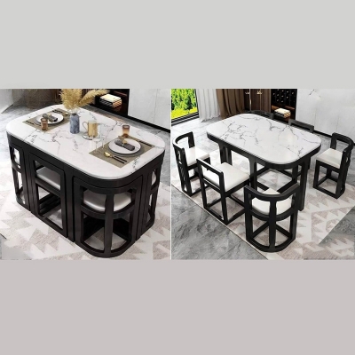 Picture of Space Saving Marble Top Dining Table DT650 (6 Chairs + 1 Table)
