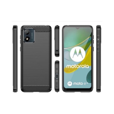 Picture of For Motorola Moto E13 Silicone Back Cover With Carbon Fiber Texture (Back Case Cover For Smartphone) Silicone Back Cover With Carbon Fiber Texture (Back Case Cover For Smartphone)