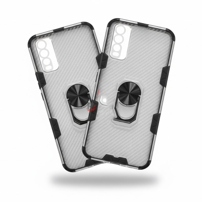 Picture of For Vivo Y20 / Y20i/Y20A/Y20 2021/Y20s/Y12A/ Y12s  Honeycomb Matte Clear Armor Magnetic Ring Bracket Phone Case  Back Cover (Back Case Cover For Smartphone)