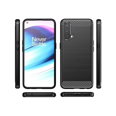 Picture of For OnePlus Nord CE 5G Silicone Back Cover With Carbon Fiber Texture (Back Case Cover For Smartphone)