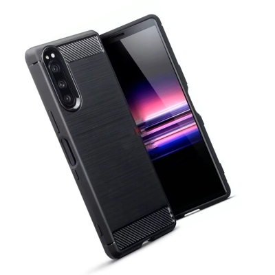 Picture of For Sony Xperia 10 IV Silicone Back Cover With Carbon Fiber Texture (Back Case Cover For Smartphone)