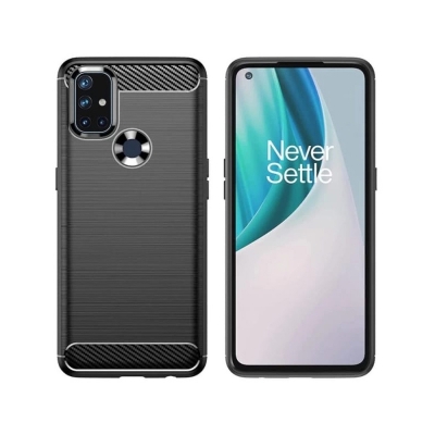 Picture of For OnePlus Nord N10 5G Silicone Back Cover With Carbon Fiber Texture (Back Case Cover For Smartphone)