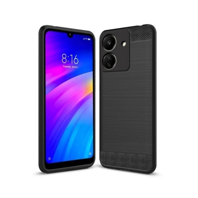 Picture of For Xiaomi Redmi 13C Silicone Back Cover With Carbon Fiber Texture (Back Case Cover For Smartphone)