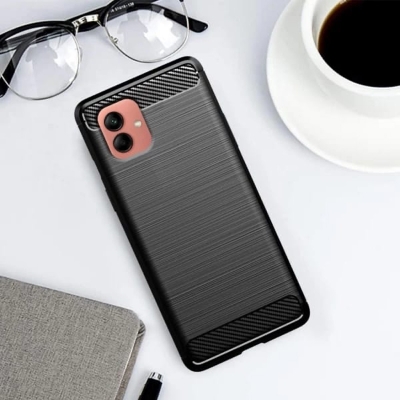 Picture of For Samsung Galaxy A04 Silicone Back Cover With Carbon Fiber Texture (Back Case Cover For Smartphone)